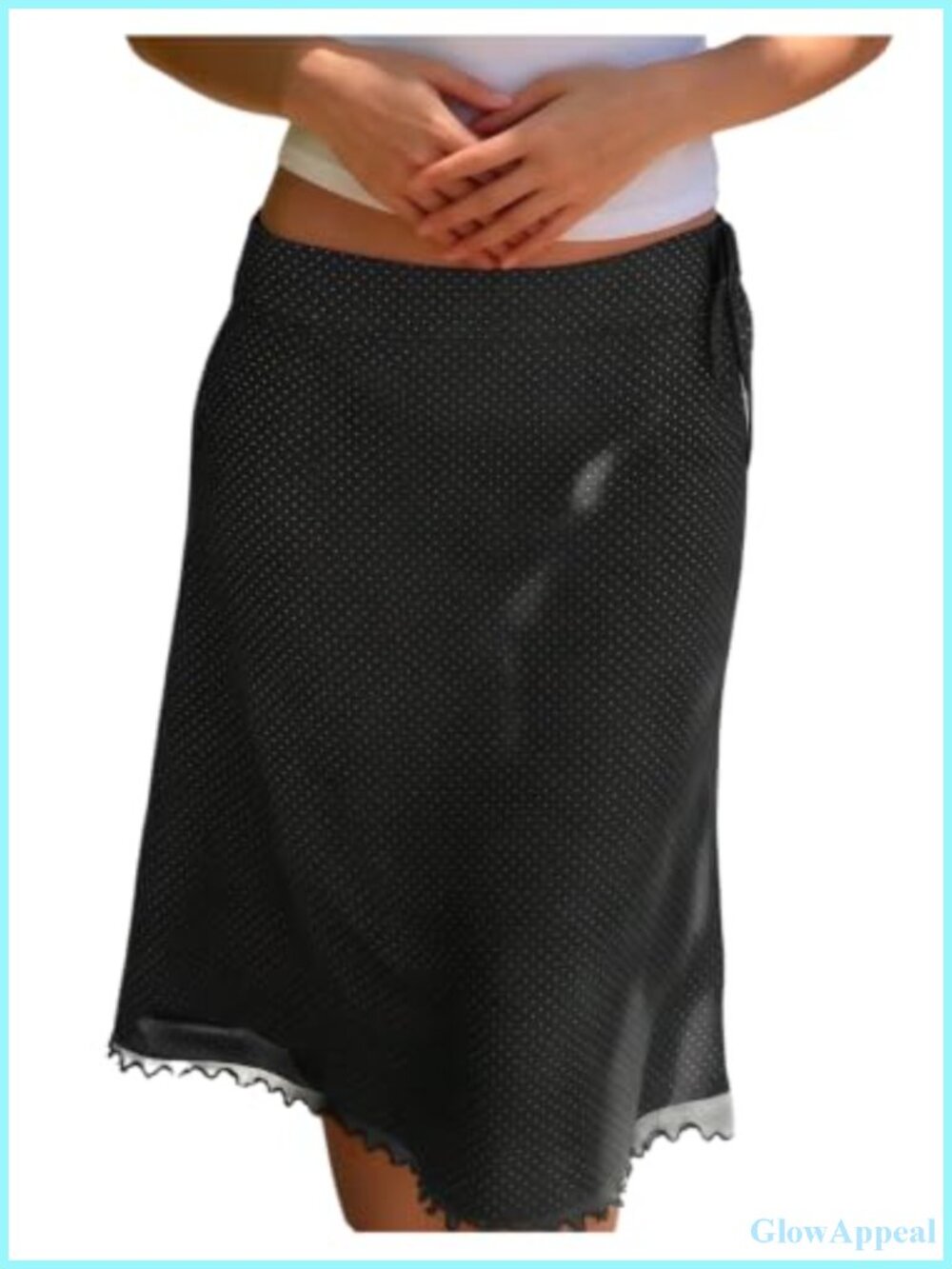 Verdusa Polka Dots Midi Skirt Ruffle Drop Waist A-Line